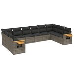 vidaXL Salon de jardin avec coussins 10 Pièces gris résine tressée