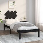 vidaXL Cadre de lit Noir 75x190 cm Petit simple Bois massif