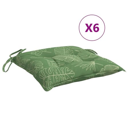 vidaXL Coussins de chaise lot de 6 à motif de feuilles 50x50x7 cm