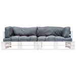 vidaXL Canapés de jardin palette 2 Pièces avec coussins Gris Pinède