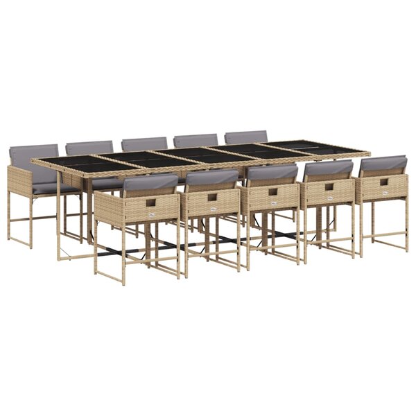 vidaXL Ensemble à manger de jardin et coussins 11 Pièces mélange beige