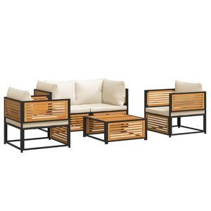 vidaXL Salon de jardin avec coussins 5 Pièces Bois d'acacia solide