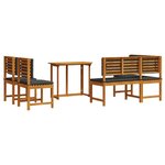 Ensemble de jardin 4 pièces en bois d'acacia avec coussins