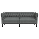 vidaXL Canapé Chesterfield 3 places gris foncé tissu
