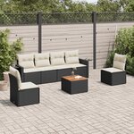 vidaXL Salon de jardin 7 Pièces avec coussins noir résine tressée