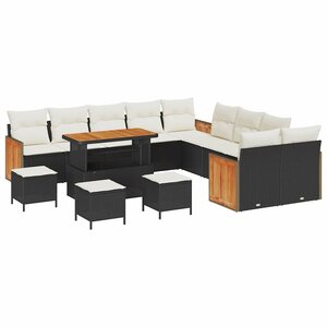 vidaXL Ensemble de canapé de jardin 18 Pièces Noir et Crème polyrotin