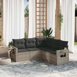 vidaXL Salon de jardin 5 Pièces avec coussins gris clair résine tressée
