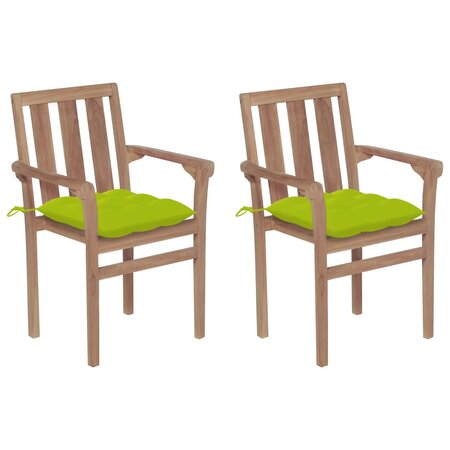 vidaXL Chaises de jardin 2 Pièces avec coussins vert vif Bois de teck