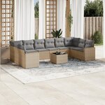 vidaXL Salon de jardin 11 Pièces avec coussins beige résine tressée
