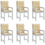 vidaXL Coussins de chaise à dossier bas lot de 6 beige mélangé tissu