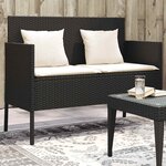 vidaXL Banc de jardin avec coussins noir résine tressée