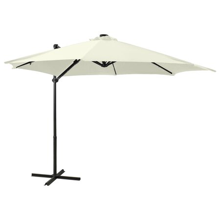 vidaXL Parasol déporté avec mât et lumières LED Sable 300 cm