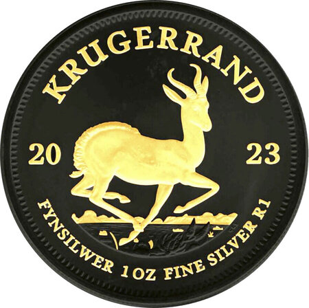 Pièce de monnaie en Argent 1 Rand g 31.1 (1 oz) Millésime 2023 Gold Black Empire KRUGERRAND