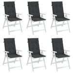 vidaXL Coussins de chaise de jardin à dossier haut lot de 6 noir tissu