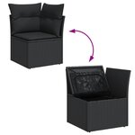 vidaXL Canapé d'angle de jardin avec coussins noir résine tressée