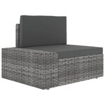 vidaXL Salon de jardin 9 Pièces avec coussins Gris Résine tressée