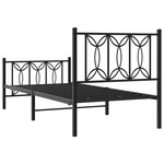 vidaXL Cadre de lit métal avec tête de lit/pied de lit noir 75x190 cm