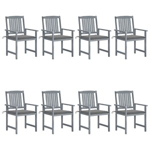 vidaXL Chaises de jardin et coussins lot de 8 Bois acacia solide Gris