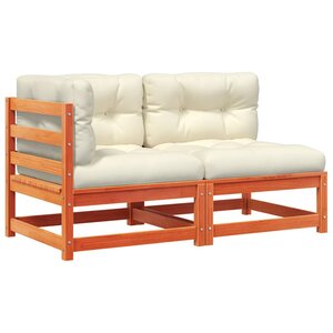 vidaXL Canapé de jardin coussins 2 places cire marron bois pin massif