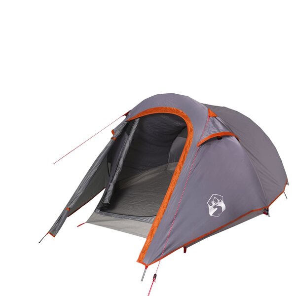 vidaXL Tente de camping tunnel 3 personnes gris et orange imperméable