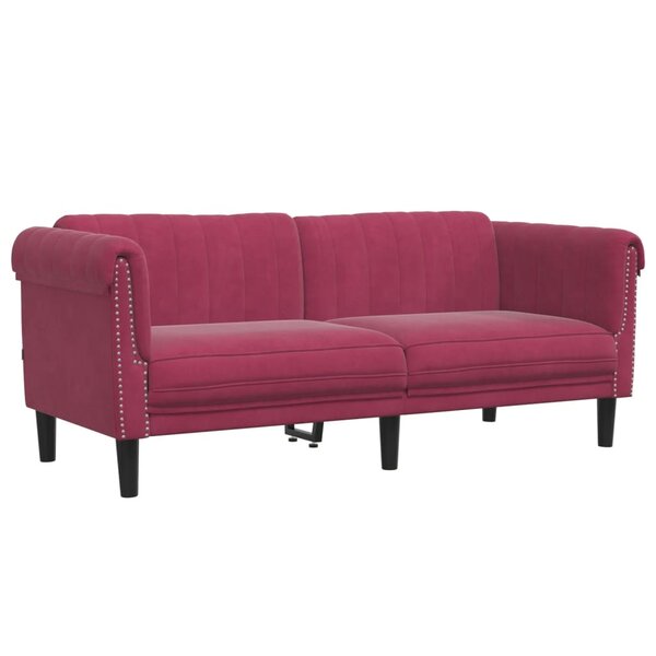 vidaXL Canapé à 2 places rouge bordeaux velours