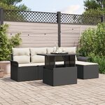 vidaXL Ensemble de Canapé de Jardin de 6 pièces avec Coussins en Poly Rattan Noir