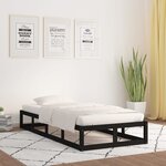 vidaXL Cadre de lit Noir 90x200 cm Bois massif
