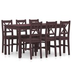vidaXL Ensemble de salle à manger 7 Pièces Pinède Marron foncé