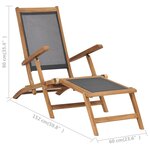 vidaXL Chaise de terrasse avec repose-pied Bois de teck solide Noir