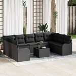 Ensemble de Canapés de Jardin de 10 Pièces avec Coussins Beige Poly Rattan