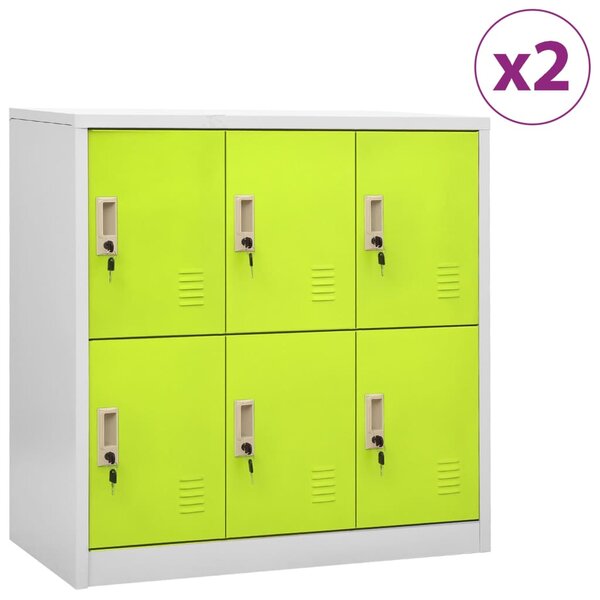 vidaXL Armoires à casiers 2 Pièces Gris clair et vert 90x45x92 5 cm Acier