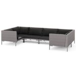 vidaXL Salon de jardin 6 Pièces avec coussins Résine tressée Gris foncé