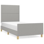 vidaXL Cadre de lit avec tête de lit Gris clair 90x190 cm Tissu