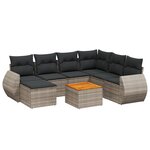vidaXL Salon de jardin 8 Pièces avec coussins gris résine tressée