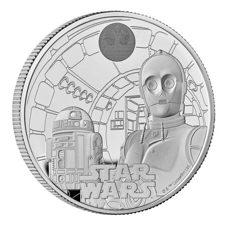 Pièce de monnaie 2 Pounds Royaume-Uni 2023 1 once argent BE – Star Wars (R2-D2 et C3PO)
