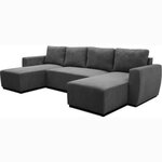 Canapé d'angle convertible panoramique PHAREL 5/6 places - anthracite - Coffre de rangement - 297x155x85 cm