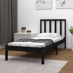 vidaXL Cadre de lit Noir Bois de pin massif 75x190 cm Petit simple