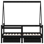 vidaXL Cadre de lit enfant avec tiroirs noir 70x140 cm bois pin massif
