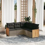 vidaXL Salon de jardin 5 Pièces avec coussins gris résine tressée