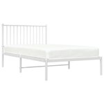 vidaXL Cadre de lit métal avec tête de lit blanc 100x190 cm