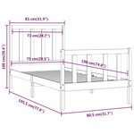 vidaXL Cadre de lit Noir Bois massif 75x190 cm Petit simple
