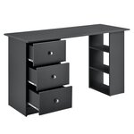 Table de bureau secrétaire poste de travail informatique avec 3 tiroirs 120 cm gris foncé 03_0004711