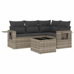 vidaXL Salon de jardin 5 Pièces avec coussins gris clair résine tressée