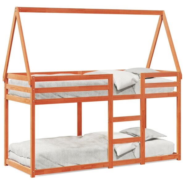 vidaXL Lit superposé sans matelas cire marron 80x200 cm pin massif