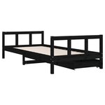 vidaXL Cadre de lit enfant avec tiroirs noir 90x200 cm bois pin massif
