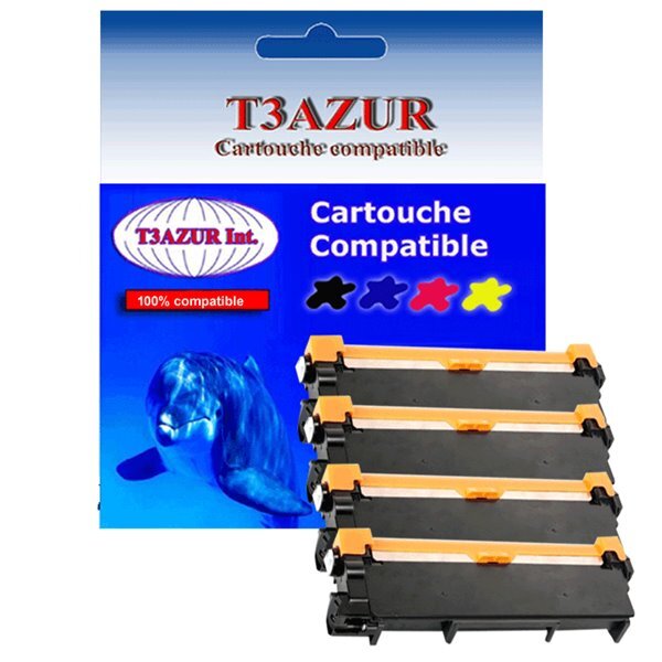 4 Toners compatibles avec TN2320 pour Brother HL L2300D, HL L2340DW - 2 600 pages - T3AZUR