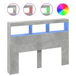 vidaXL Armoire tête de lit avec LED gris béton 140x17x102 cm