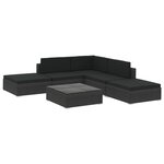 vidaXL Salon de jardin 6 Pièces avec coussins Résine tressée Noir