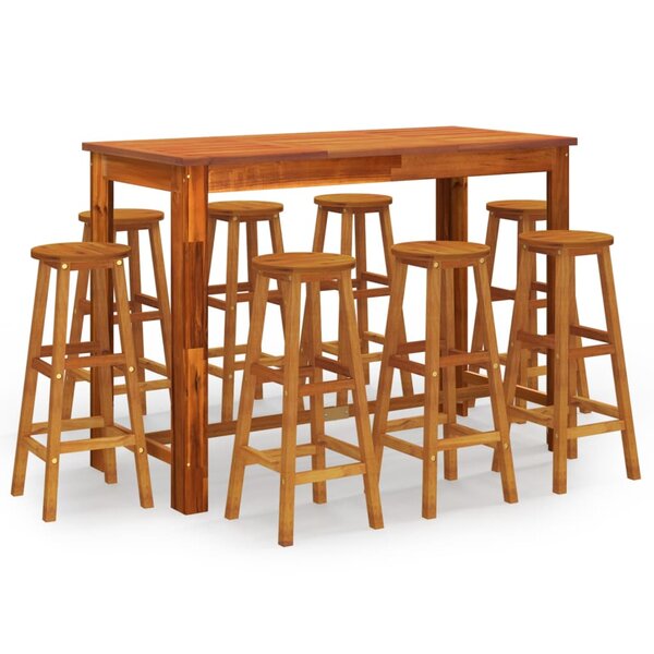 vidaXL Ensemble de bar de jardin 9 Pièces Bois d'acacia solide