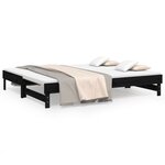 vidaXL Lit coulissant Noir 2x(100x200) cm Bois de pin massif